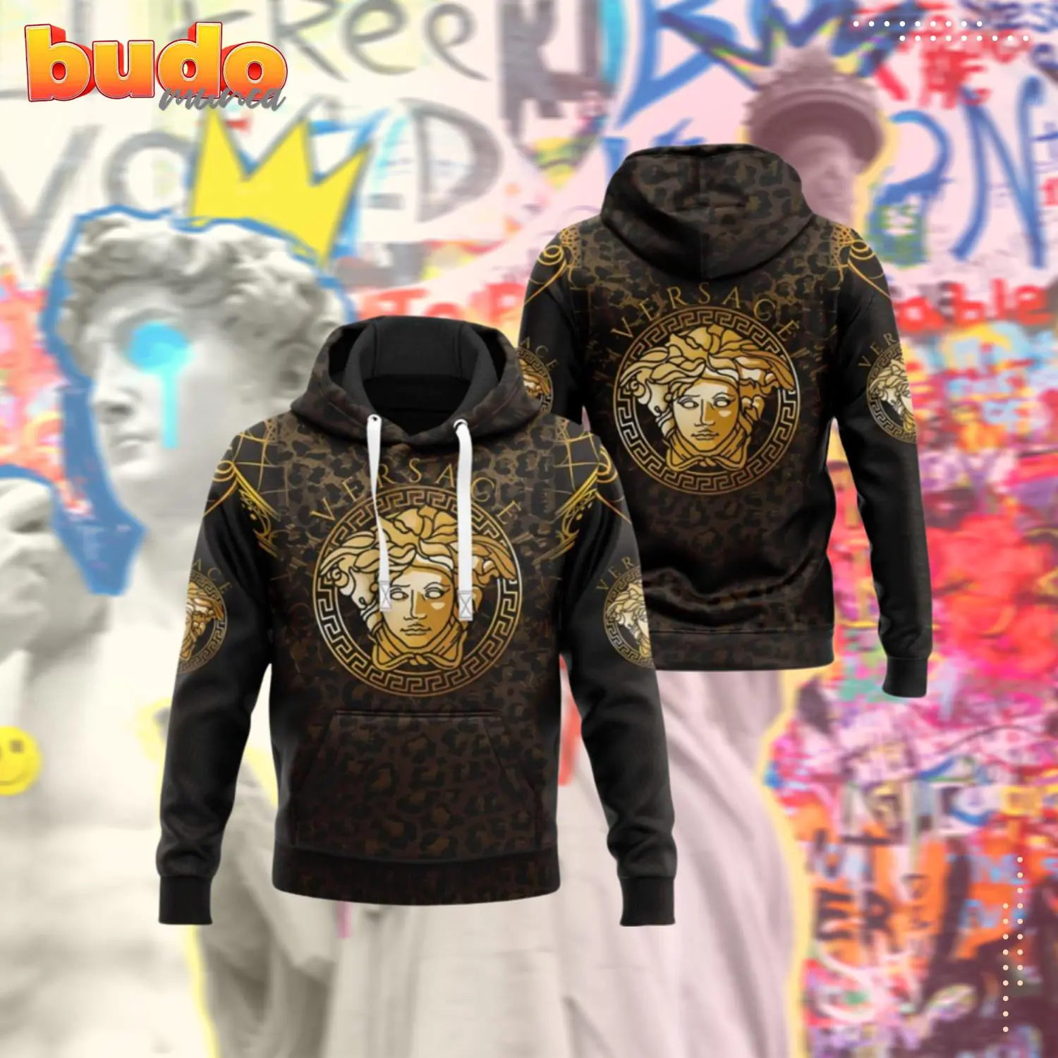 Versace brown medusa luxury unisex hoodie luxury brand outfit for men women - hot new